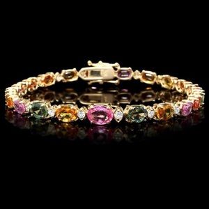 14k Gold Natural Sapphire & Diamond Bracelet